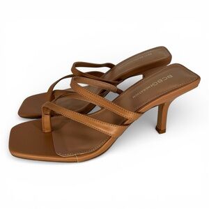 BCBGeneration Mosina Thong Sandals Tan Leather Square Toe - Size 9.5